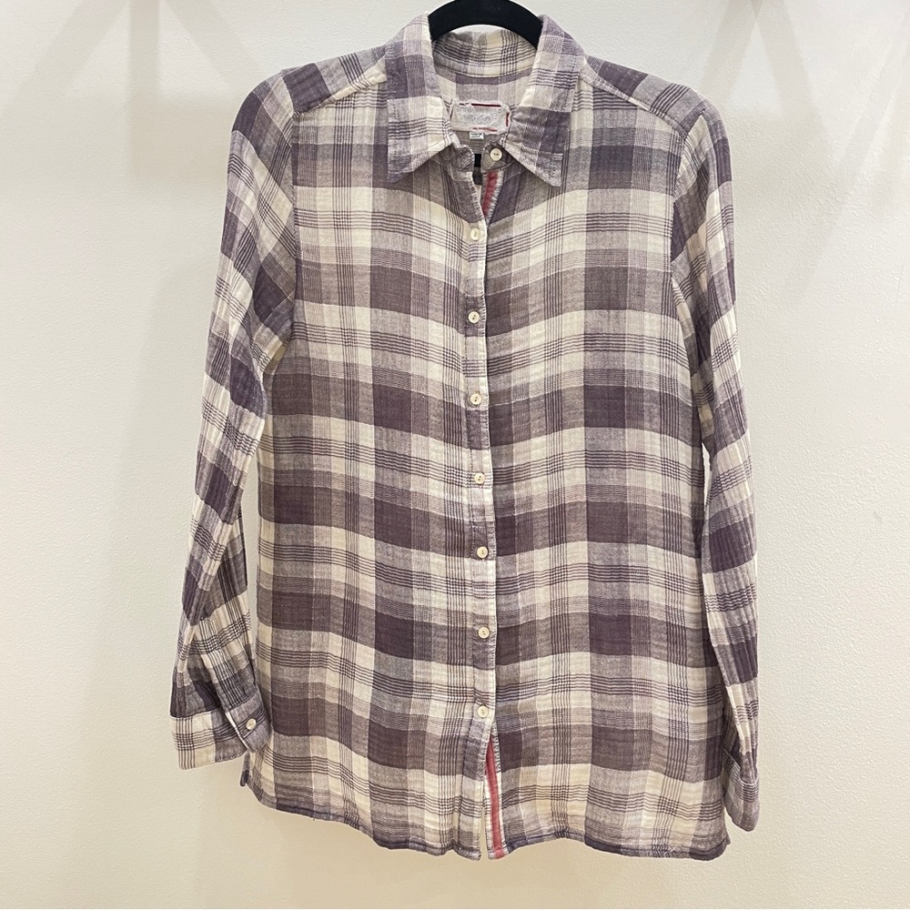 Johnny Was Silk-Back Plaid Button Down, Multi, S